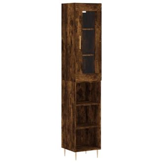 vidaXL Vidaxl - Aparador De Madera Contrachapada Roble Ahumado 34,5x34x180 Cm