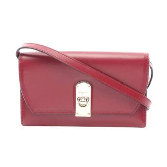 Ferragamo Pre-owned Gancini Leren Schoudertas - Dames - Pre-owned - Rood - Maat: ONE Size Leer