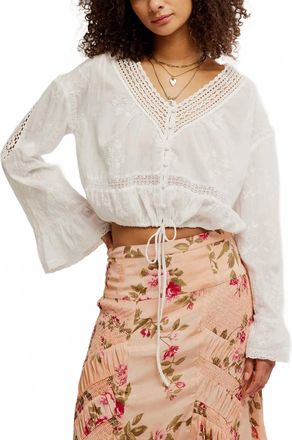 Free People Sweet Love Blouse In Egret