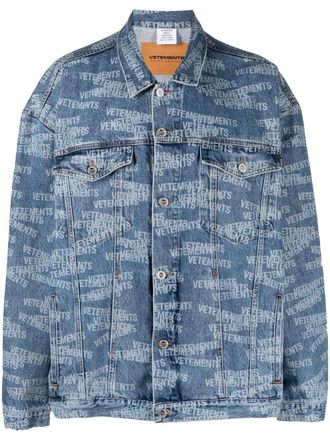 VETEMENTS logo-print denim jacket - Blue
