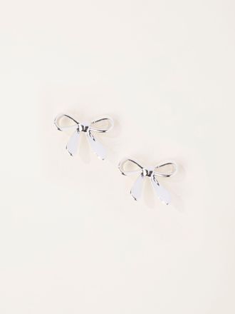 Fat Face FatFace Bow Stud Earrings in Silver Tone