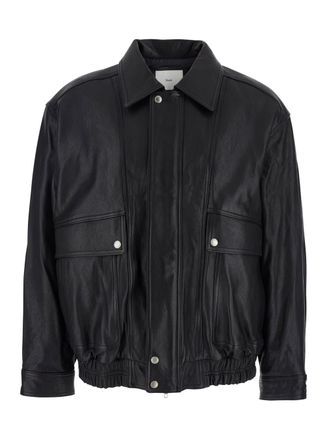 Dunst Black Jacket With Two Front Pockets And Distressed Effect In Leather Man