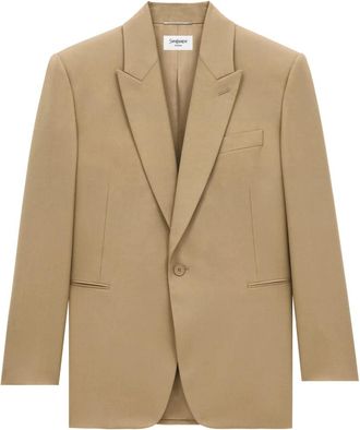 Saint Laurent Blazers, male, Beige, Size: M Jacket in Wool Gabardine