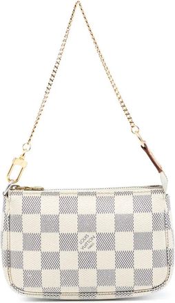 Louis Vuitton Borsa a mano Mini Pochette Accessoires in tela Damier Azur 2012 - Bianco