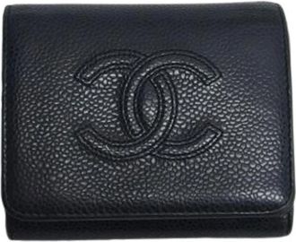 Chanel Pre-owned leren portemonnee - Dames - Vintage Accessoires - Zwart - ONE Size - Leer - Vintage