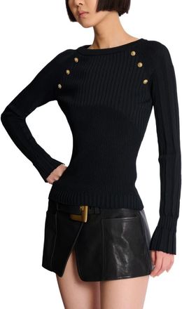 Balmain Knit top with buttons in Black at Nordstrom, Size 34 Eu