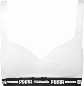 Puma Womens Striped Logo Padded Bra Top, White - Size: XL