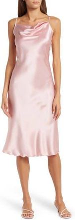Bebe Satin Cowl Neck Midi Dress in Rose at Nordstrom Rack, Size X-Large