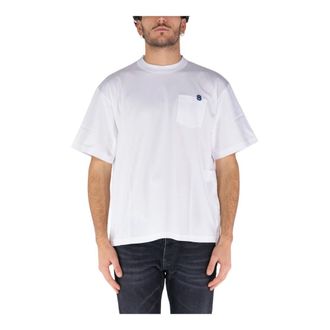 sacai T-Shirts, male, White, L, Crew Neck T-Shirt