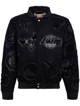 Jeff Hamilton x NBA Collage jacket - men - Satin/Lamb Skin/Wool - XXXL - Black