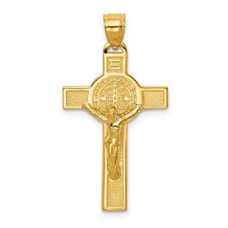 Diamond2Deal 14k Yellow Gold San Benito 2-Sided Crucifix Pendant