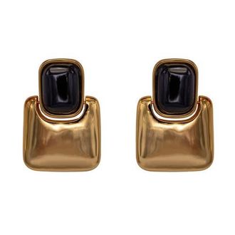 Black Suede Studio Block Earring in Gold/black at Nordstrom