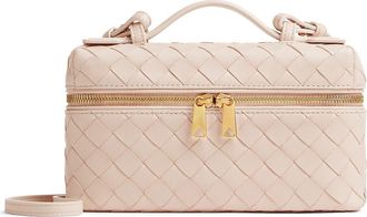 Bottega Veneta Intrecciato Leather Convertible Vanity Case in 6805 Cameo-Gold at Nordstrom