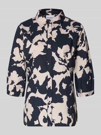 Comma Bluse mit 3/4-Arm und verdeckter Knopfleiste in Marine, Gr&ouml;&szlig;e 34