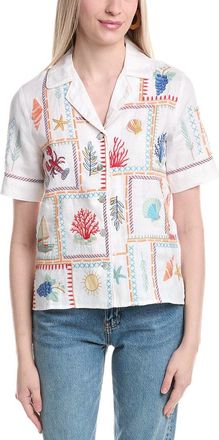 Johnny Was White Linen Shirt