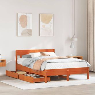 Berkfield Home Bed Frame without Mattress Wax Brown 135x190 cm Double Solid Wood Pine