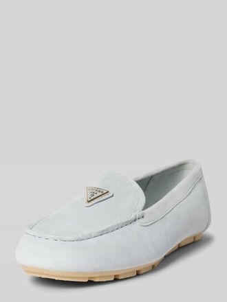 Guess Loafers aus Leder mit Label-Patch Modell LILAN in Jeansblau, Gr&ouml;&szlig;e 36