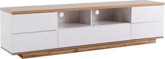 Urban Meuble Mueble de TV blanco y madera con almacenaje y nichos abiertos
