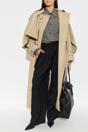 Balmain Trench Coat With Belt, Womens, Beige