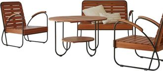 Tikamoon Sal&oacute;n completo de 4 plazas hecho con acacia maciza