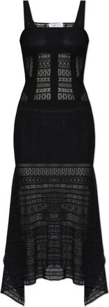 Alexander McQueen Kleedjes, Dames, Zwart, XS, Wol, Jurk met kanten details en asymmetrische zoom