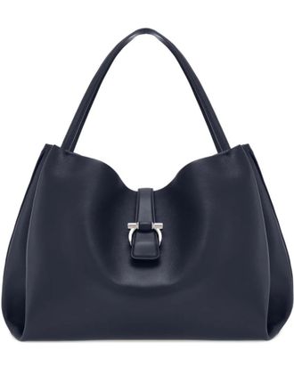 Ferragamo Navy Blue Leather Tote