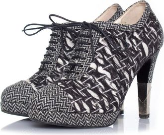 Chanel Pre-owned Womens Tweed lace up ankle boots - Multicolour Wool - Size EU 40