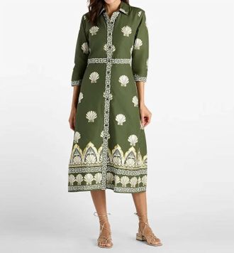 Jude Connally Minna Dress In Gilden Shell Loden