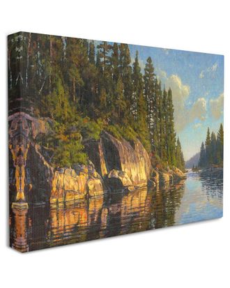 Stupell Industries Sunrise River Bank Reflective Water Painting Stretched Canvas Wall Art By Bruce Miller