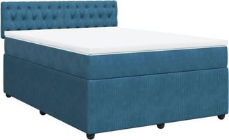 vidaXL Vidaxl - Cama Box Spring Con Colch&oacute;n Terciopelo Azul 160x200 Cm