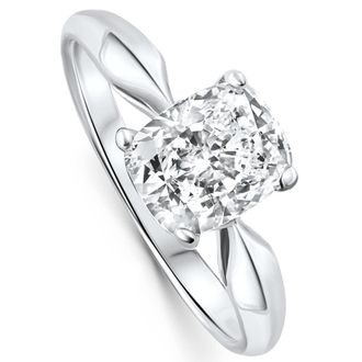 Pompeii3 Certified 2Ct Cushion Solitaire Diamond Engagement Ring 14k Gold Lab Grown