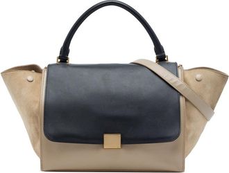 Celine Pre-owned Celine Medium Bicolor Calfskin and Suede Trapeze Satchel Ladies 9XHKBI996044QECG