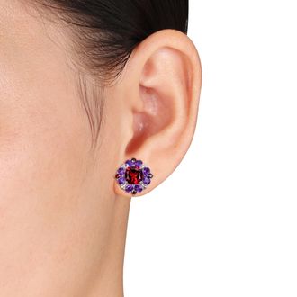Mimi & Max 17 3/4ct TGW Garnet and African Amethyst Jewelry Set Sterling Silver