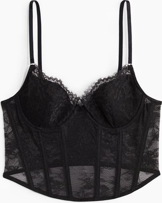 H&M Bustier aus Spitze mit gepolsterten Cups - Schwarz