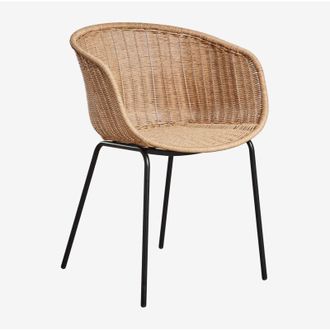 Sklum Sklum - Pack de 4 sillas de comedor con reposabrazos en mimbre sintético y hierro Tulua