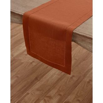 Solino Home Linen Table Runner for Dining Table, Holiday and Everyday Table Decor - Classic Hemstitch in Cinnamon at Nordstrom, Size Xx-Large