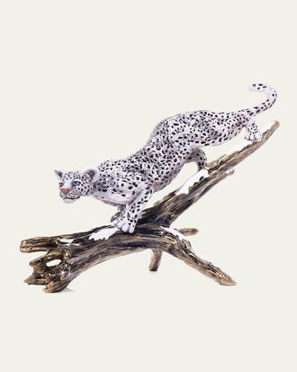 Jay Strongwater Snow Leopard Descending Branch Tabletop Object