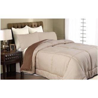 Trade Shop Trade Shop - Doubleface Doble Edredón Doble 2 Cuadrados Beige Marrón Doble 300gr Hipoalergénico