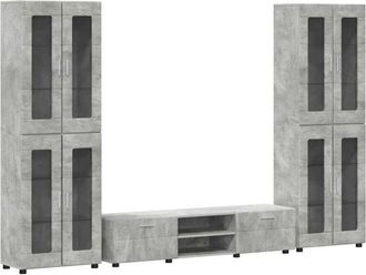 vidaXL Conjunto De Mueble De Tv Gris Concreto Madera De Ingenier&iacute;a Vidaxl
