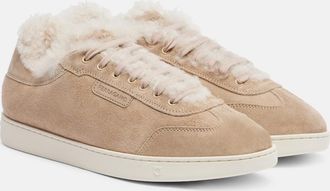 Ferragamo Shearling-lined suede sneakers