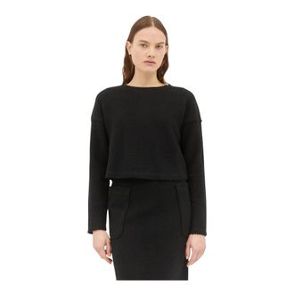 Max Mara Zachte Gebreide Trui - Dames - Ronde hals truien - Zwart - S - Wol - Truien & Vesten