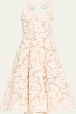 Bronx and Banco Sabrina Lace Midi Dress with Bow Details