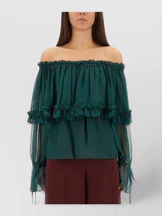 Saint Laurent off the shoulder long sleeve top