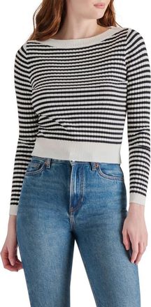 Steve Madden Stripe Boat Neck Sweater in Ivory Stripe at Nordstrom Rack, Size X-Small