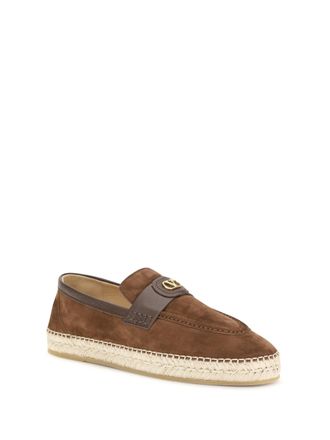 Valentino Garavani Mens Suede Espadrilles Bark Brown Flat Shoes
