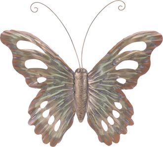 Melrose International Distressed Metal Butterfly Wall Hanging (Set of 2) - Gold, Gray