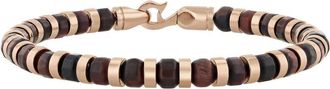 Robert Alton Stainless Steel with Rose Finish Tigers Eye Bead Bracelet