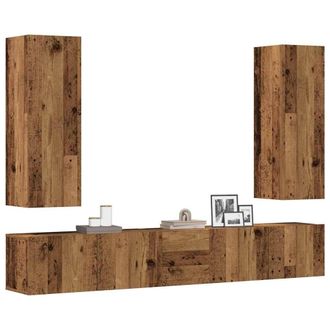 Berkfield Home 5 Piece TV Cabinet Set Wall-mounted Old Wood Engineered Wood in Brown