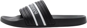 Emporio Armani Schoenen, Heren, Zwart, 40 EU, Polyester, Ex 000069_Af 16403 Logo Slides