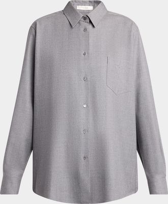The Row Pino Wool Button-Down Shirt